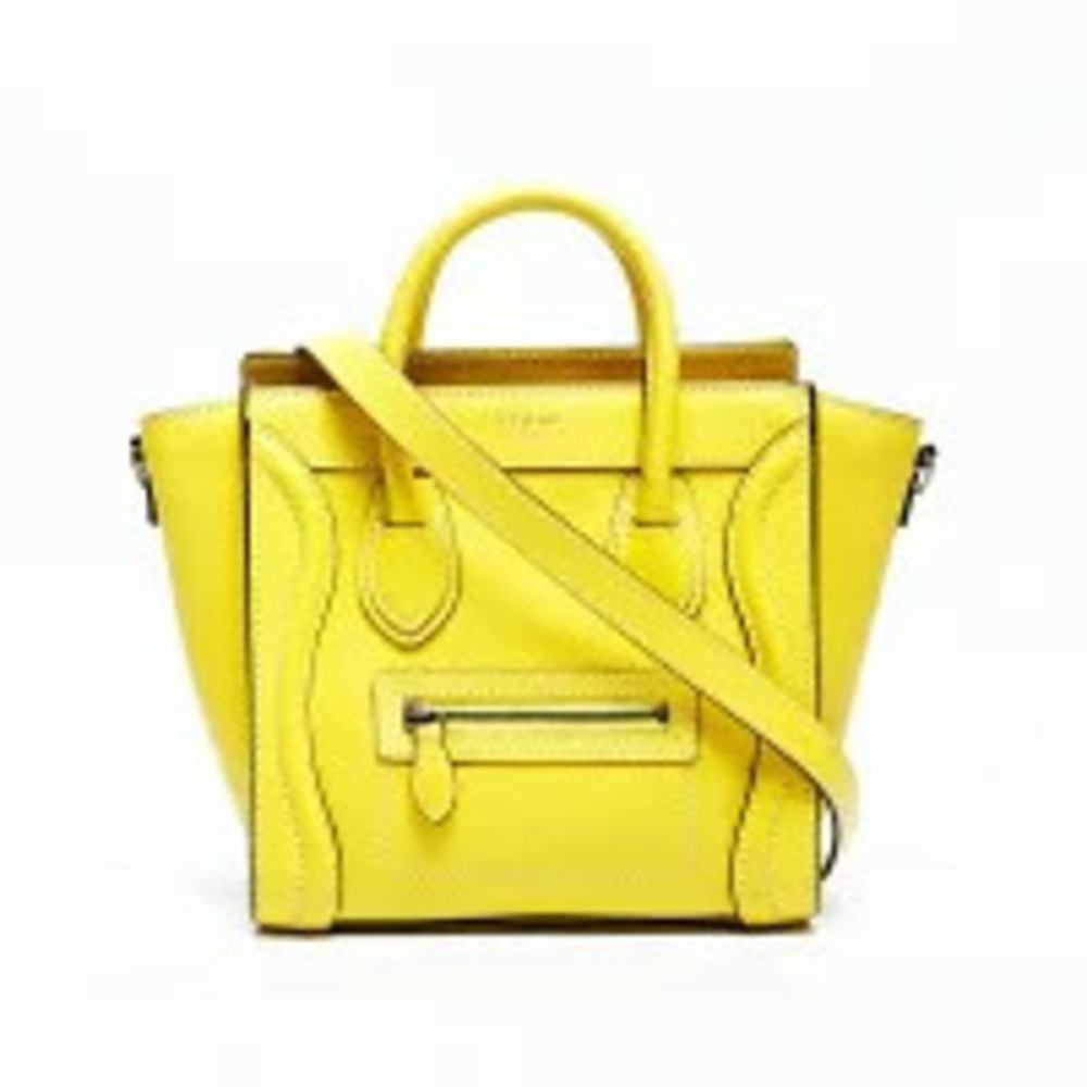 Celine Luggage Leather Handbag Yellow - Picture 2 of 13